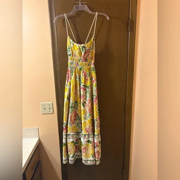 NWT Farm Rio Bella Yellow & White Floral Midi Dress - Image 2