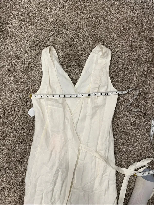 Fame and Partners Linen Blend Wrap Dress in Off White Color US Size 0 NWT - Image 9