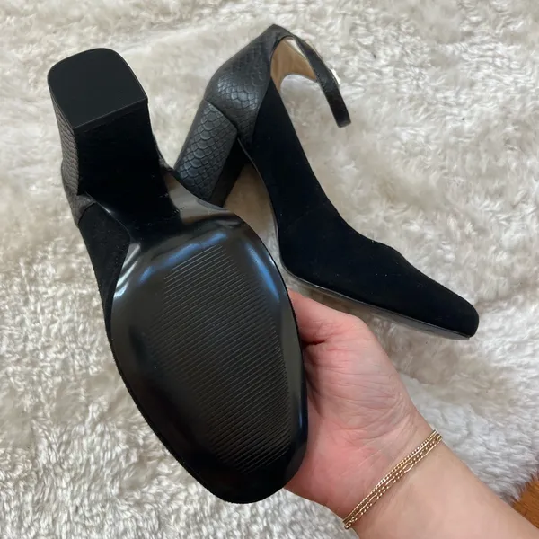Nine West Black Block Heels | Suede and Patent Leather - Image 6