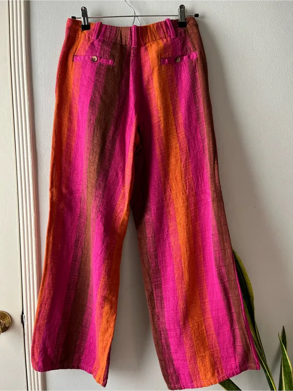 Urban Outfitters• Pink & Orange Low Rise Wide leg Martina Linen Trouser• Sz 0 - Image 4