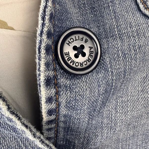 Abercrombie & Fitch Size Small‎ Blue Denim Jacket 3/4 Sleeves Button Up - Image 3