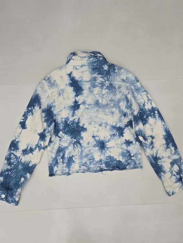 Sack's Tie-Dye Cropped Denim Jacket - Blue & White Size 1 - Image 4
