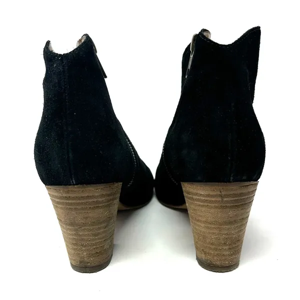 Club‎ Monaco Size 8 Boot Black Suede 3" Heel Side Zip Ankle Bootie Winter Round - Image 4