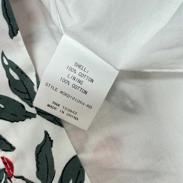 Code Mode Cherry Print Cotton Midi Dress White Red Small Summer Picnic - Image 8