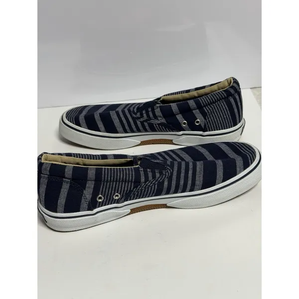 SPERRY Top-Sider 'Stripper' Blue Striped Canvas Slip On Sneakers Men's 8M C-4 - Image 5