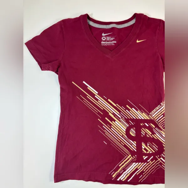 Nike Burgundy Tee with Gold Accents - Image 3