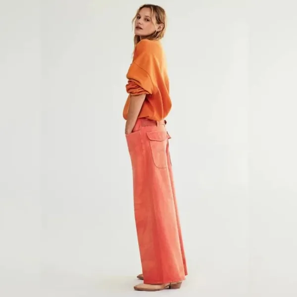 NWT WE THE FREE X FREE PEOPLE Waterfalls Baggy Wide Leg Denim Jeans Oklahoma Sun - Image 4