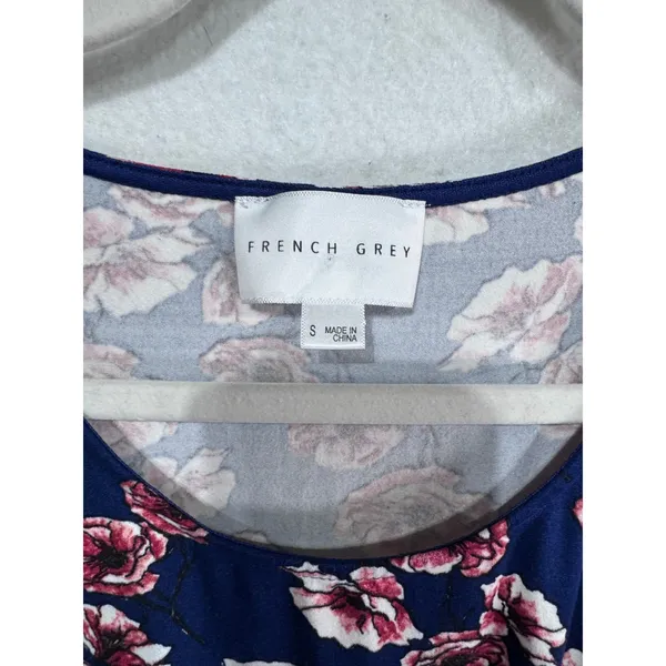 French Grey Women's‎ Small Blue Floral Sleeveless Fit & Flare Dress - Image 5