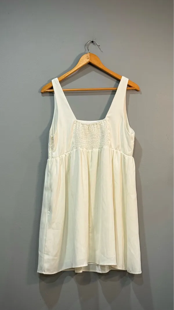Ivory Cupshe A-Line Smocked Dress Size M VGUC - Image 5