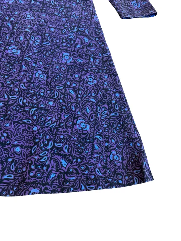 Patagonia Purple Blue Paisley Floral Dress Long Sleeve V Neck Fit Medium Women's - Image 13