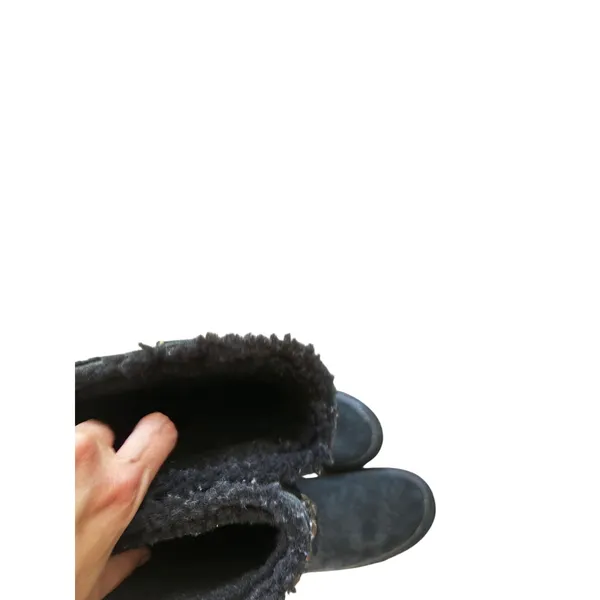 Tory Burch Moccasin Boots 8 Black Suede Crystal Rhinestone Tall Boho Sherpa - Image 9
