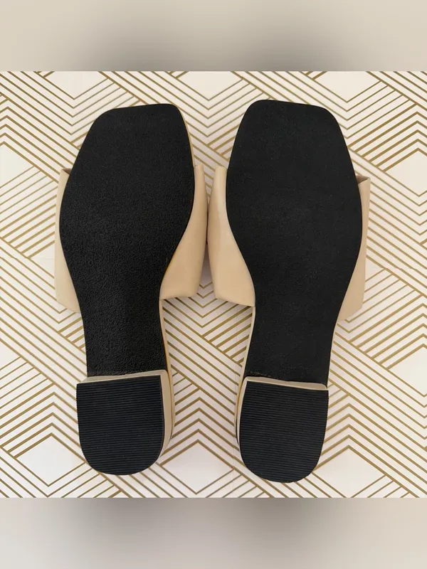 Beige Bow Slide Sandals - Women's Casual Slip-Ons Size 7 - Image 2