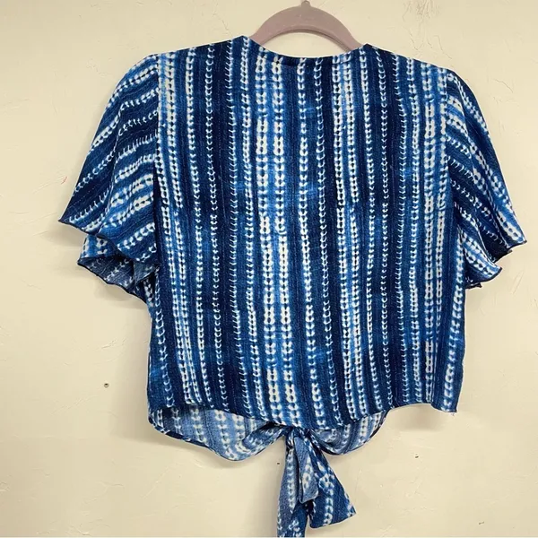 Show Me Your Mumu Blue Tie Dye Flutter Sleeve Button Down Blouse Womens S Casual - Image 6