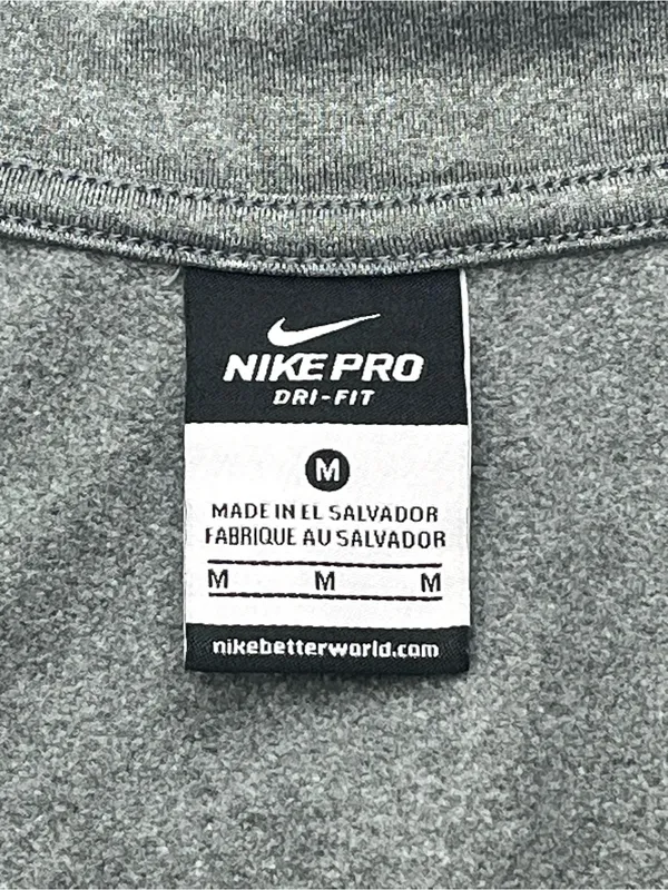 Nike Pro Dri-FIT Womens Gray Half-Zip Pullover Mock Neck w/Thumbholes Medium - Image 9