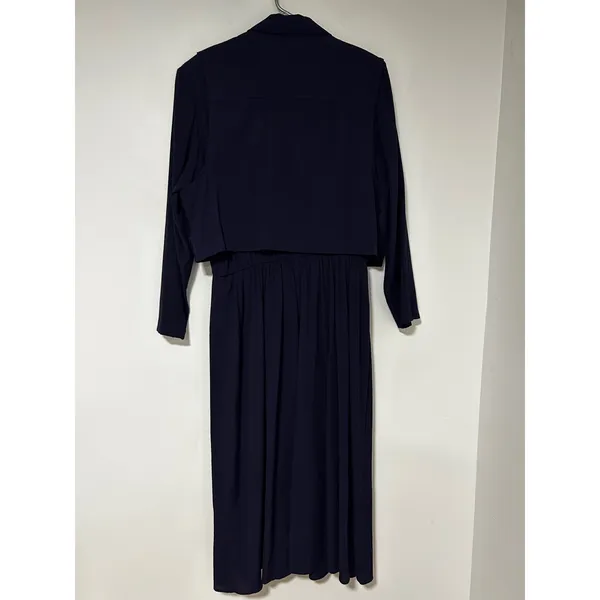 Lady Dorby Vintage 90s Navy Blue 2 Piece Maxi Dress and Lace Vest Set Plus 18W - Image 7