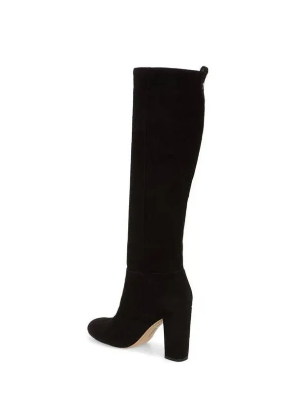 NEW SAM EDELMAN Black Suede Caprice Knee High Tall Boots size 10 - Image 2