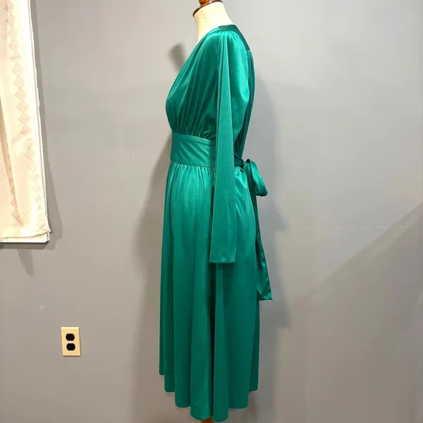 VTG Cocktail Dress 80s 90s Romantic Studio 54 Maximalist Party Glam Metallic S - Image 3