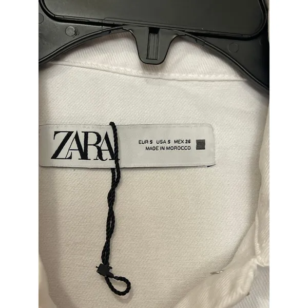 Zara white denim cropped trucker jacket Small - Image 2