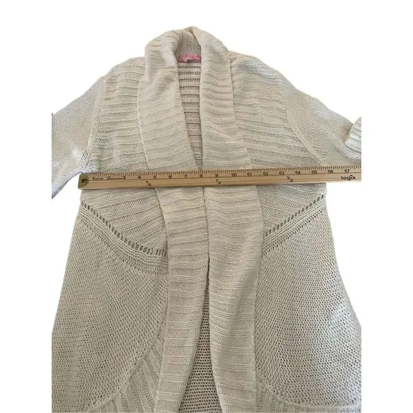 Lilly Pulitzer Cream Front Clasp Open Front Cardigan Sweater M - Image 6