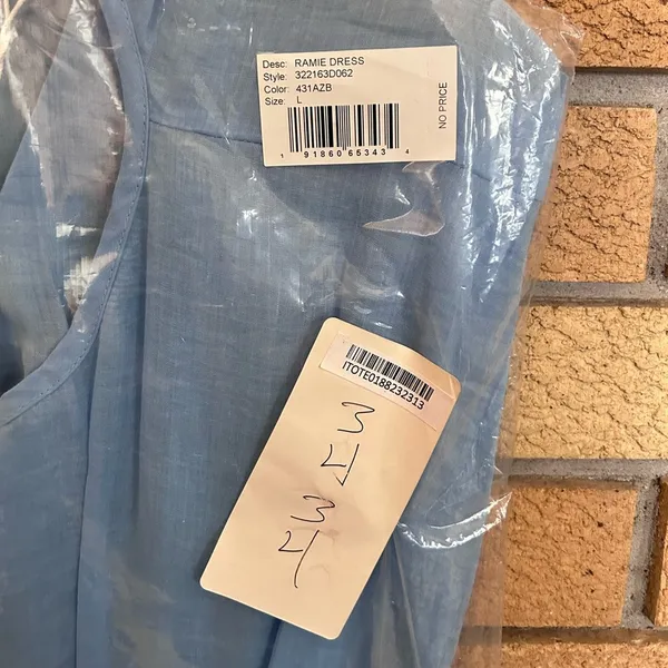 NWT Rebecca Taylor Sleeveless Ramie Cut Out Dress With Pockets Azul Blue Size L - Image 5