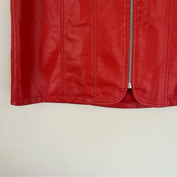 Free People Burnt Orange Layla Faux Leather Mini Skirt Size 6 - Image 4