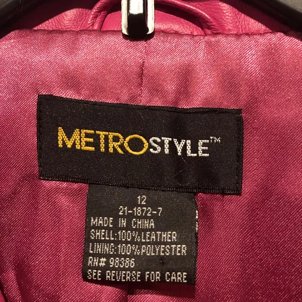 Vintage Metrostyle Magenta Leather Jacket Pink Size 12 - Image 2