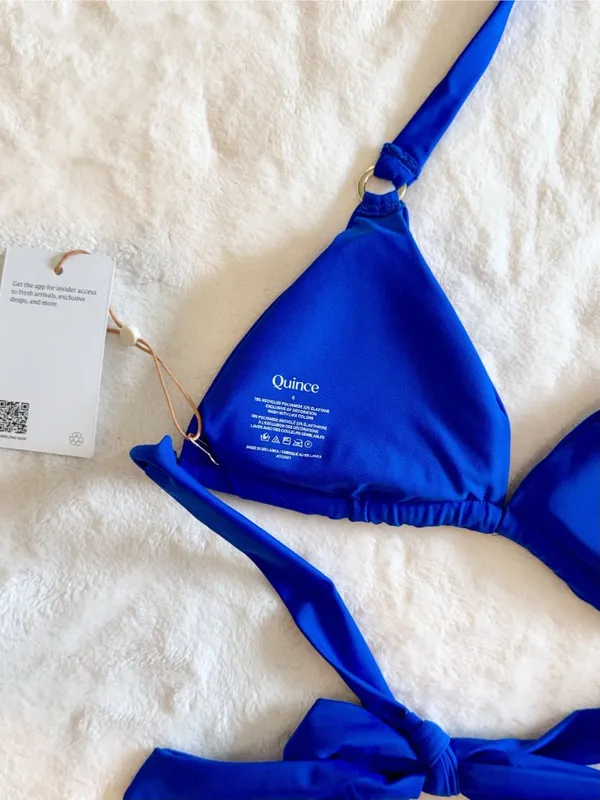 NWT Quince Italian Full Coverage Ring Triangle Bikini Top in Electric Blue - S - Image 5