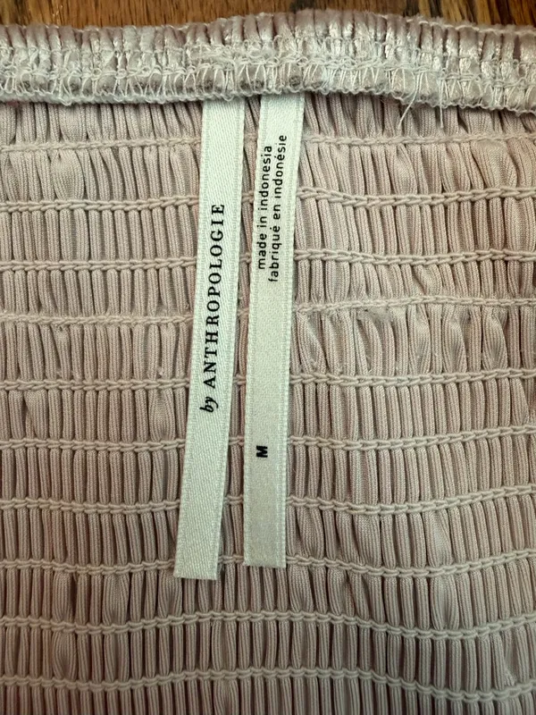 Anthropologie Jasmina Velvet Top Blush Pink Square Neck Puff Sleeve Smocked Back - Image 6