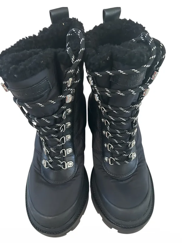 Tory Burch Black Winter Boots with Fur Trim, Size 7.5, New with tag on bottom - Image 2