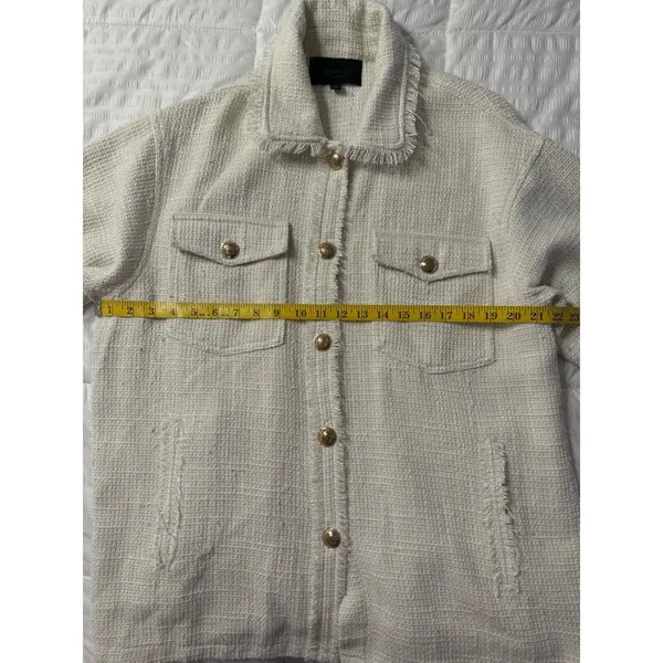 Sweet Rain Tweed Shacket Shirt Jacket White Gold Shimmer Accent - Image 7
