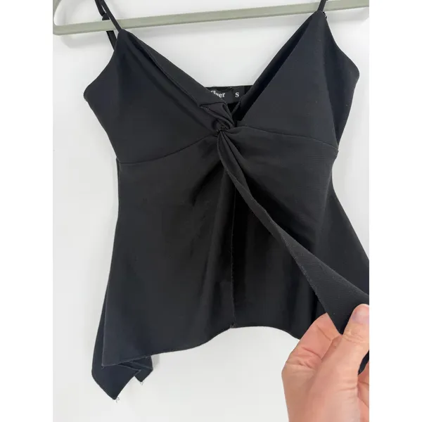 Tiger Mist Camisole Top Womens Size S Black Twist Front‎ Handkerchief Hem Edgy - Image 2