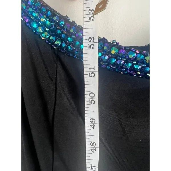 Tiffany Designs Black Formal Maxi Skirt Beaded Waist High Slit Train Size 4 - Image 8