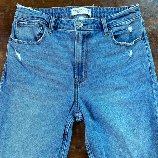 Abercrombie Curve Love The Skinny High Rise Jeans Distressed Hem‎ Blue 29 - Image 3