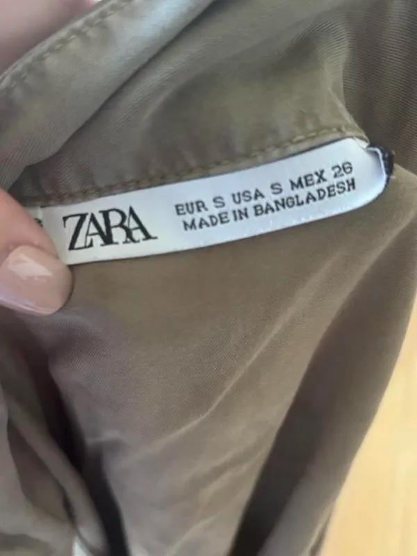 Zara Button-Front Shirt Dress in Olive Taupe - Image 8