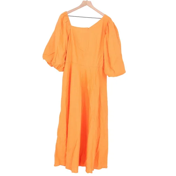 Showpo Rhyne Midi Dress Papaya Orange Asymmetric Puff Sleeve Cut Out US 16 NEW - Image 9