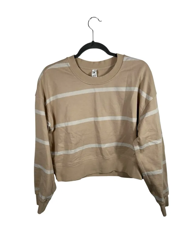 Lululemon Perfectly‎ Oversized Cropped Crew Stripe Cafe Au Lait White Opal 6 - Image 3