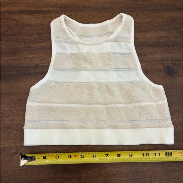 Alo Sport Play Knit Bra Women’s Small Alabaster Ivory White Cropped Top Tank - Image 3