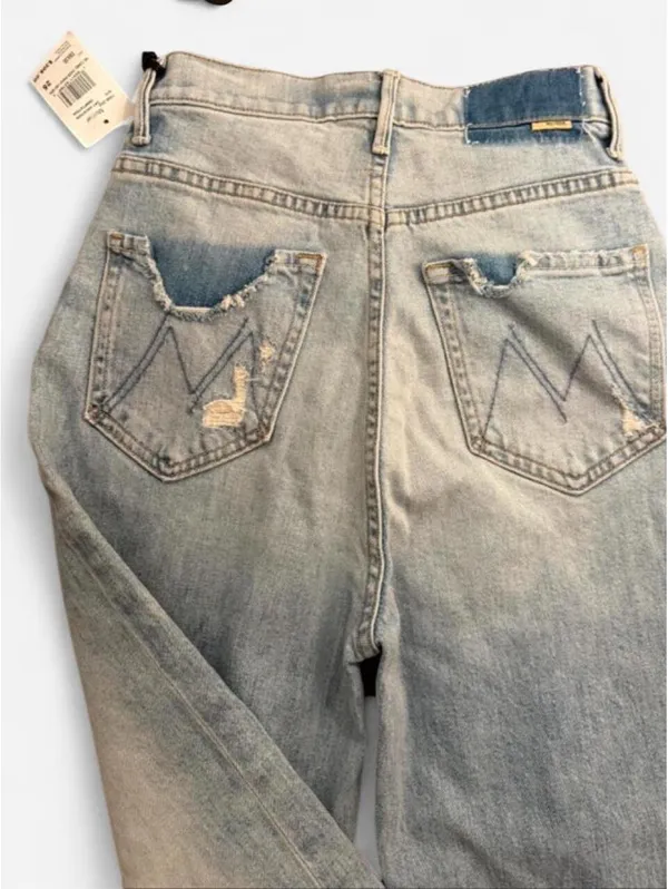 MOTHER The Tomcat Ankle Distressed High Rise Jeans Light Wash Size 25 NWT - Image 8