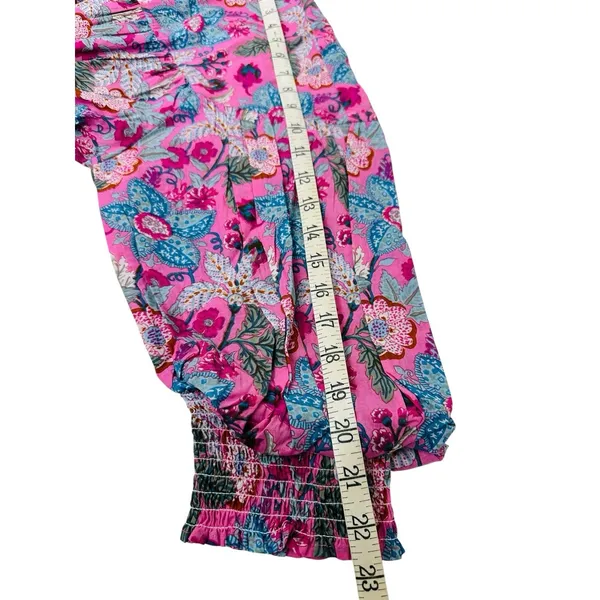 NWT Maisie Floral Ballon 3/4 Sleeve 100% Cotton Minidress Pink Ethnic Size Large - Image 6
