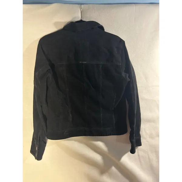 Columbia Blues Womens Black Corduroy Trucker Jacket Stretch Y2KSize M 0207AL - Image 4