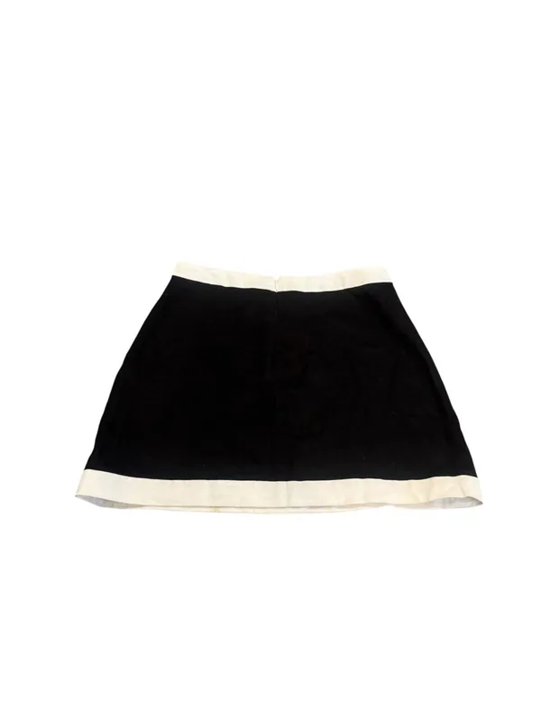 Reformation Robbie Linen Mini Skirt Black White Trim 4 - Image 4