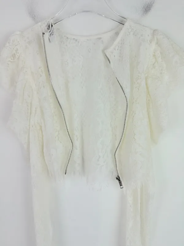 NWOT Naked Wardrobe The Statement Puff Sleeve Lace Crop Top Size Small S NEW - Image 10