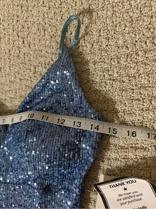Emerald Sundae Blue Sequin Mini Dress Sz S - Image 10