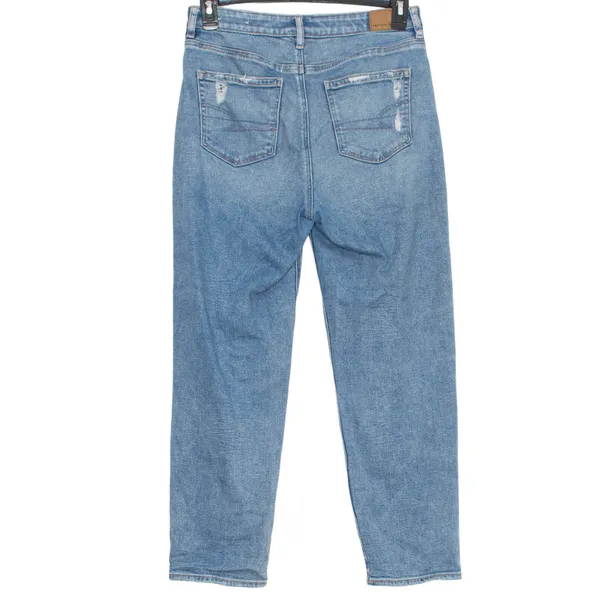 American Eagle Jeans Mom Straight Distressed High Rise Blue Size 10 Y2K 90s - Image 6