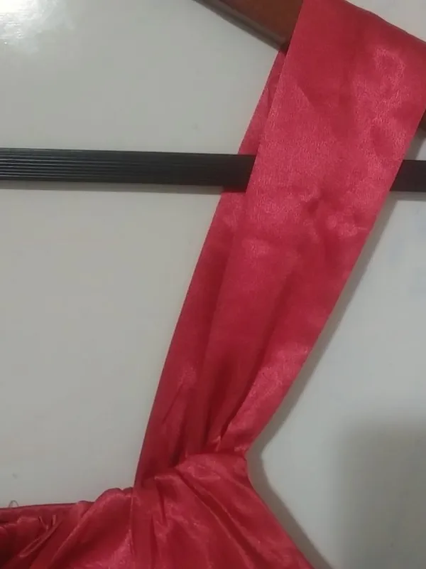 IN San Francisco M Y2K Babydoll Pink Red Satin Dressy Top - Image 3