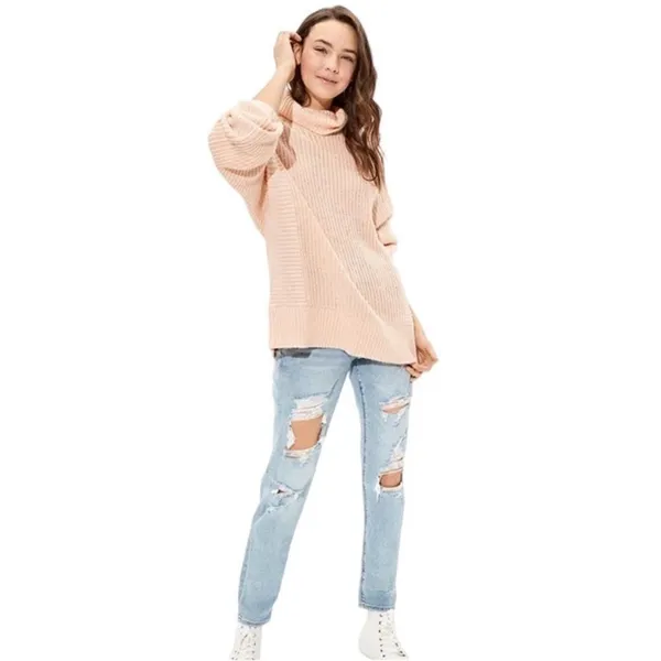 American Eagle Outfitters Oversized Peach Mock Neck Sweater(Size XS) - Image 8