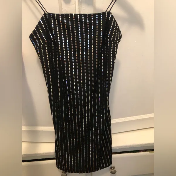Forever 21 Black and Silver Sequins Mini Dress US Size Small - Image 4