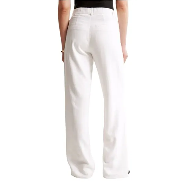 Abercrombie & Fitch NWT 28 White Wide Leg High Rise Linen Sloane Trousers Pants - Image 4