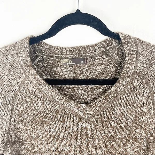 PRANA Brown Marled Long Sleeves V-Neck Knit Sweater Size Medium Cabin Neutral - Image 7