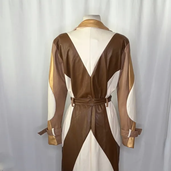 COLIN LOCASCIO Francine Patchwork Trench Coat Vegan Leather Belted Retro Small - Image 11